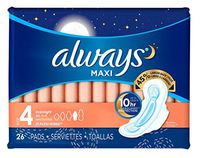 Always Pads Maxi Overnight Size 4-26 Count (3 Pack)