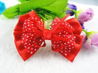 10pcs Plus Polyester Yarn Double Bow Flowers Wedding Decoration Appliques-u Pick (Red)