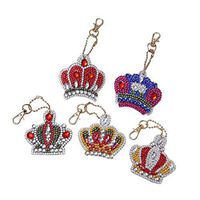 Meidexian888 Keychain Diamond Painting,5PCS DIY Crown Series Special Shape Full Diamond Pattern Embroidery Key Ring Set