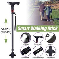 Folding Cane with Alarm Button - Aluminum Walking Aids with LED Light - Lightweight, Fashionable, Collapsible Travel Stick, for Men, Women, Elder