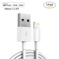 2 Pack Apple iPhone/iPad Charging/Charger Cord Lightning to USB Cable[Apple MFi Certified] Compatible iPhone X/8/7/6s/6/plus/5s/5c/SE,iPad Pro/Air/Mini,iPod Touch(White 1M/3.3FT) Original Certified