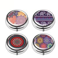 Pill Box Set of 4 - Lizimandu Compact 3 Compartment Medicine Case, Pill Box for Pocket or Purse (Colors)