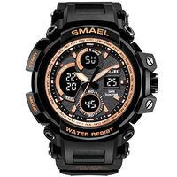 Psalmtrading SMAEL Multi-Function Men’s/Women's Sports Analog Quartz Dual Display Waterproof Watches LED Backlight 1708 (Black+Gold)