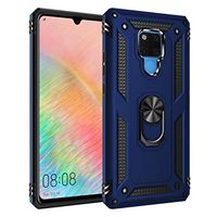 Case for Huawei Mate 20 X case Soft Silicone+Hard Plastic Material Suitable for Automotive Magnet Brackets 360 Degrees Ring Bracket Multi-Function Protective Shell Bumper case (Blue)