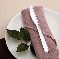 Efavormart 24 Pack Disposable Plastic Knives | 7"| Silver | BPA Free | Hammered Design