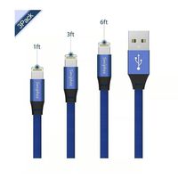 MFi Certified iPhone Charger 3Pack 6/3/1FT Nylon Braided USB Charging & Syncing Cord Compatible iPhone Xs/Max/XR/X/8/8Plus/7/7Plus/6S/8S Plus/SE/iPad/Nan - Black Blue