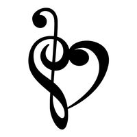 Treble Bass Clef Heart Vinyl Transfer Sticker Decal for Laptop/Car/Truck/Window/Bumper (3in x 2in (Laptop Size), Black)