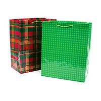 Hallmark 13" Large Holiday Gift Bags (Pack of 2, Red and Green Plaids)