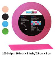 Pink Kinesiology Tape Precut Roll - Bulk Jumbo Clinical Size Recovery Sports Athletic Injury Therapeutic Support PRO Physio Therapy (100 Strips: 10 in x 2 in / 25 cm x 5 cm) kt-Tape kttape ktape
