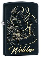 Zippo Lighter: Welder Working, Engraved - Black Matte 80598