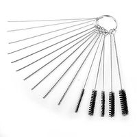 HIFROM 4 Inch Nylon Tube Brush Cleaning Set Carburetor Carbon Dirt Jet Remove Cleaner Tool Kit 10 Cleaning Needles + 5 Brushes Tool with Wire Loop Handle