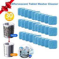 Washer Machine Cleaner, Effervescent Tablet Washer Cleaner, Solid Washing Machine Cleaner,Deep Cleaning Remover with Triple Decontamination for Bath Room Kitchen 30 pcs Blue