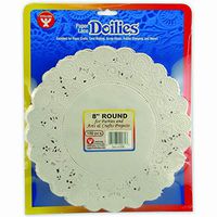 Hygloss HYG10081BN Round Paper Lace Doilies, 8", White, 100 Per Pack, 3 Packs