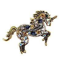Fashion Charms Unicorn Animal Brooch Pin Rhinestone Crystal Paved Jewelry Pin Daily Beauty Party Woman Jewerly Women Accesories Styling Delicate | Color - Blue