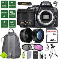 Nikon D5300 DSLR Camera in Gray 18-55mm VR Lens + 0.43 Wide Angle Lens + 2X Telephoto Lens + 3PC Filter Kit (UV FLD CPL) + Tripod + Backpack