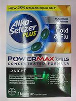 Alka-Seltzer Plus PowerMax Night Cold & Flu, 16 Liquid Gels (Pack of 2)