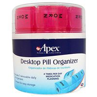 Apex Desktop Pill Organizer, A Compact Planner with 4 Times-A-Day Removable Compartments