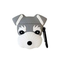 UR Sunshine AirPods Case, Newest Super Cute Sherry Schnauzer Dog Puppy AirPods Case, Ideal Gift Soft Silicone Earphone Protection Skin for AirPods1&2+Hook -Grey