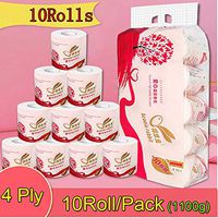 DatingDay 10 Rolls Toilet Paper Bulk Bath Tissue Bathroom Household White Soft 4 Ply