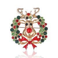 Christmas Deer Bell Santa Hat Snow Enamel Brooch Pin Xmas Party Jewelry Brooches Creation Beauty Girls Woman Girl Jewerly Cheap Design | Main Colour - Wapiti