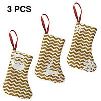 Christmas Stockings Gift Bag White and Gold Chevron Vintage for Funny Xmas Party