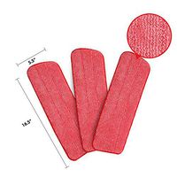 CLEANHOME Microfiber Mop Pads Washable 3X Replacement Heads, Wet and Dry for Floor Cleaning Scrubbing,Red,16in