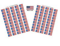 Made in USA! 100 Country Flag 1.5" x 1" Self Adhesive World Flag Scrapbook Stickers, Two Sheets of 50, 100 International Sticker Decal Flags Total (Puerto Rico)
