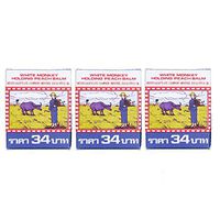 3 X White Monkey Holding Peach Medicated Balm 18g Made in Thailand