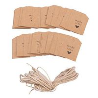 PIXNOR 100pcs Paper Tag Wedding Party Gift Label with Twine