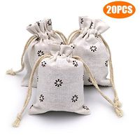 G2PLUS® 20 PCS Cotton Burlap Drawstring Pouches Gift Bags Wedding Party Favor Jewelry Bags 3.5'' x 4.7'' (Brown Daisy)