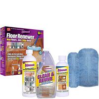 Rejuvenate Floor Renewer Kit, includes: 22 oz. Clean & Revive 16 oz. Floor Restorer, 8 oz. Cabinet and Furniture Restorer, plus 1 Microfiber Mitt Applicator and 1 Microfiber Bonnet Applicator