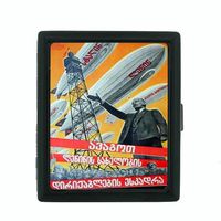 Vladimir Lenin Russia Airship Metal Cigarette Case Holder Box D-489