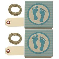 Baby Boy Footprints Kraft Gift Boxes Set of 2