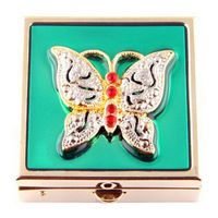 JewelryVolt Fashionable Pill Box - Gold Tone Color with Butterfly Design