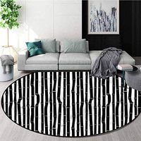RUGSMAT Tropical Round Kids Rugs,Black and White Stems Study Computer Chair Cushion Base Mat Round Carpet Round-71