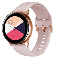 NAHAI Compatible Galaxy Watch Active Band, Soft Silicone Replacement Watch Band Sport Strap Waterproof Wristband Compatible Galaxy Watch Active Smartwatch, Large, Sand Pink with Gold Button