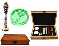 MNYR Vintage Key Luxury Wood Box Silver Metal Peacock Wedding Invitations Gift Cards Paper Stationary Envelope Seals Custom Logo Wax Seal Sealing Stamp Wax Sticks Melting Spoon Wood Gift Box Kit