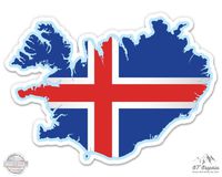 Iceland Map Flag Country Shape - 5" Vinyl Sticker - For Car Laptop I-Pad - Waterproof Decal