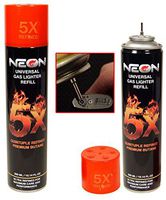 Neon Universal Gas Lighter Refill- 5X Refined Premium Butane 6 Pack