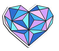 Diamond Heart Sticker Geometric Stickers Waterbottle Sticker Tumblr Stickers Laptop Stickers Vinyl Stickers