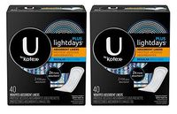 U by Kotex Lightdays Plus Absorbent Liners 40ct, 2pc