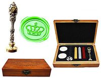 MNYR Imperial Crown Luxury Wood Box Silver Metal Peacock Wedding Invitations Gift Cards Paper Stationary Envelope Seals Custom Logo Wax Seal Sealing Stamp Wax Sticks Melting Spoon Wood Gift Box Kit