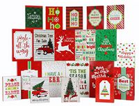 Iconikal Christmas Printed Gift Boxes Traditional and Contemporary Designs, 3 Sizes, 20 Pack