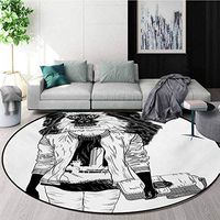 RUGSMAT Fashion Modern Washable Round Bath Mat,Stylishly Dressed Cool Monkey with A Bag Walking Animal Illustration Print Non-Slip Bathroom Soft Floor Mat Home Decor,Round-39 Inch