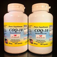 CoQ-10 Q-10 coq10 CO Q10 co-Enzyme 100mg - Various Sizes. Made in USA. (2 Bottles - 200 [2x100] Capsules)
