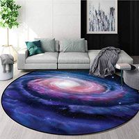 RUGSMAT Outer Space Modern Machine Washable Round Bath Mat,Nebula Spiral Galaxy Coffee Table Mat Non-Skid Living Room Carpet Diameter-55