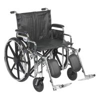 Drive Medical Sentra Extra Heavy Duty Wheelchair with Various Arm Styles and Front Rigging Options, Black Upholstery and Chrome Frame, Bariatric, 22 Inch