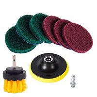 Kichwit 4 Inch Drill Power Brush Tile Scrubber Scouring Pads Cleaning Kit, 2 Inch Small Brush Included, Heavy Duty Household Cleaning Tool (Drill NOT Included)