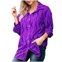 Meikosks Women's Vintage Print Blouses Button V Neck Tops Plus Size Shirt Loose Tunic Purple