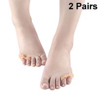 Two Pairs SEBS Toe Protectors, Toe Sleeves Straightener Seperators Toe Protection Hallux Valgus (2 Pairs Small Toe), Skin-Colored